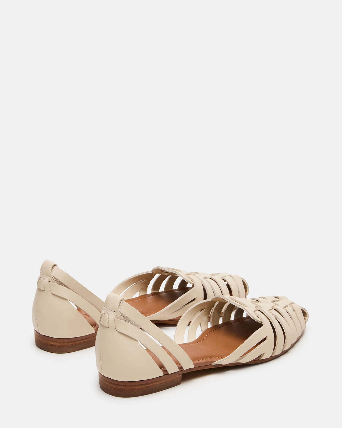 MEDLIN White Leather Square-Toe Fisherman Women's Flat