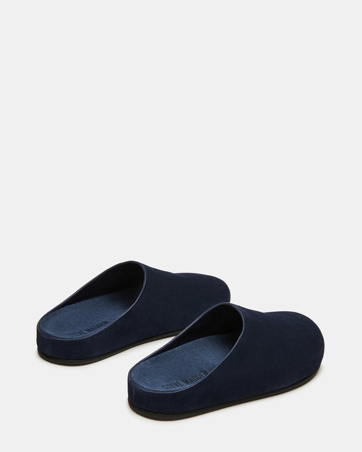 FERN Navy Suede Mule Slip-On Round-Toe Women's Flat
