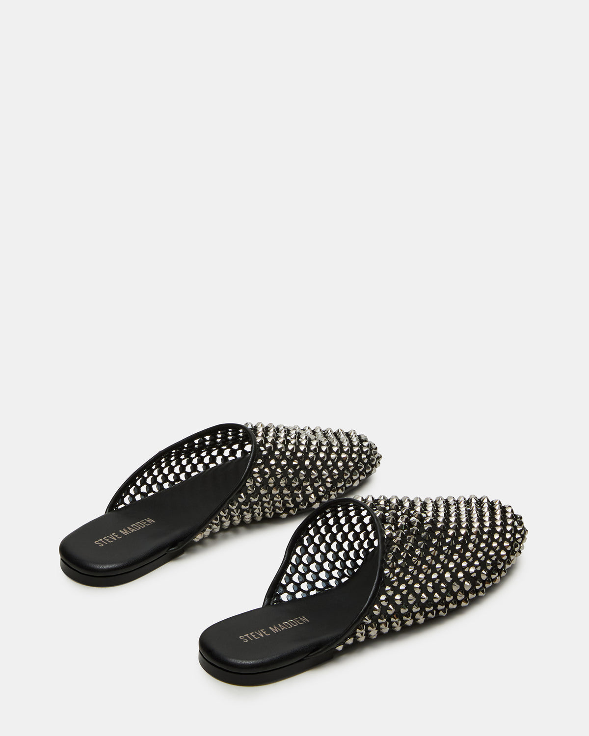 PEARSON Black Rhinestones Rounded-Toe Slip-On Women's Flat
