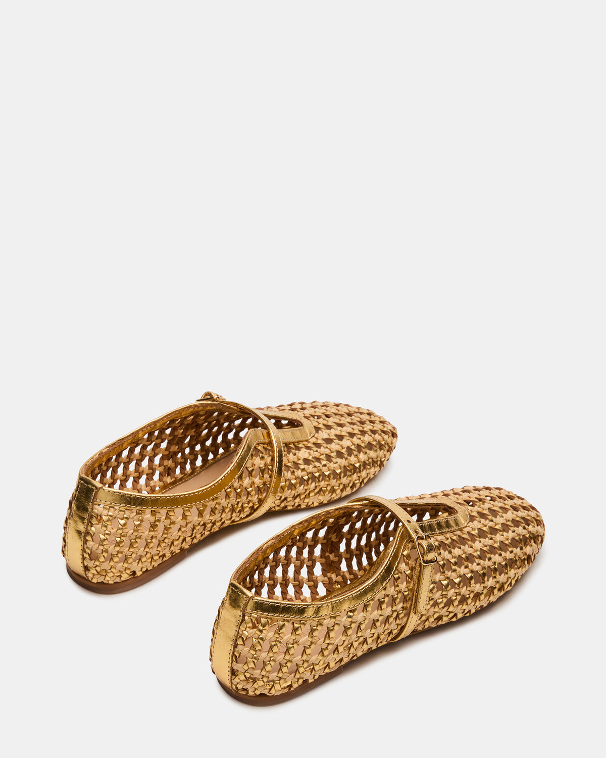 BELLISSIMA Gold Multi Mary Jane Woven Buckle Women's Flats