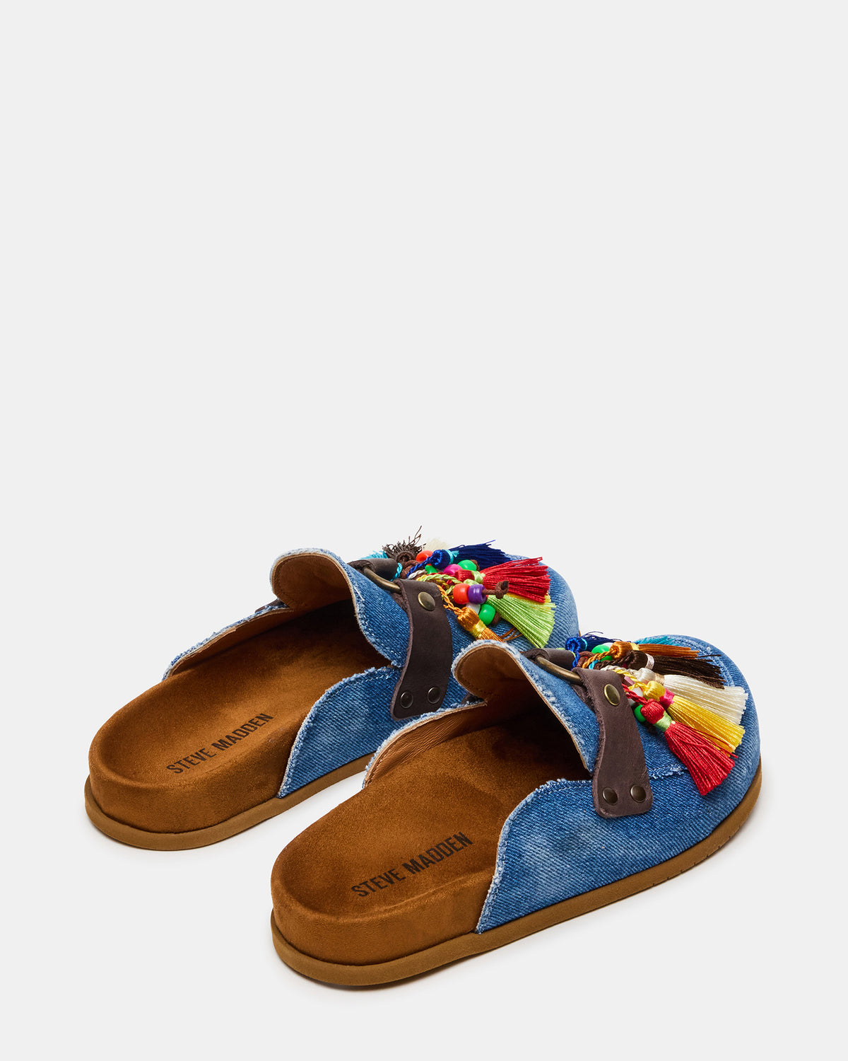 BERNIE Denim Mule Slip-On Footbed Round-Toe Women's Flat