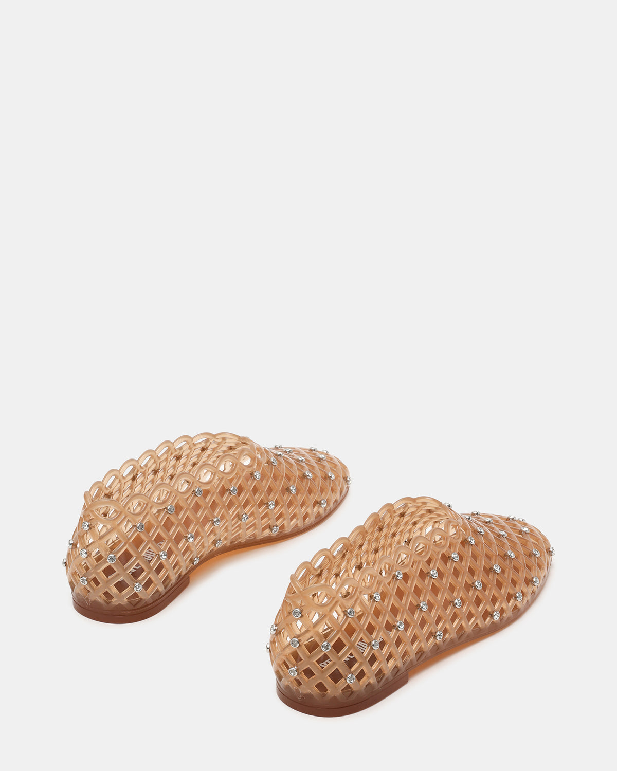 GROVE Tan Rhinestones Square-Toe Jelly Women's Flat