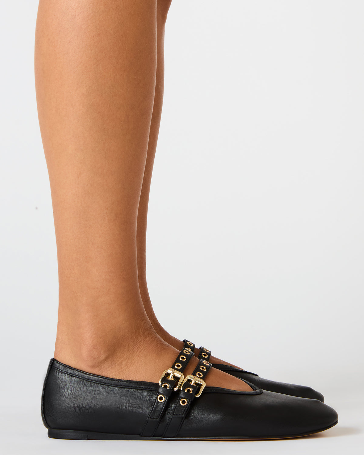 LYDIA Red Suede Square-Toe Mary Jane Ballet Women's Flat