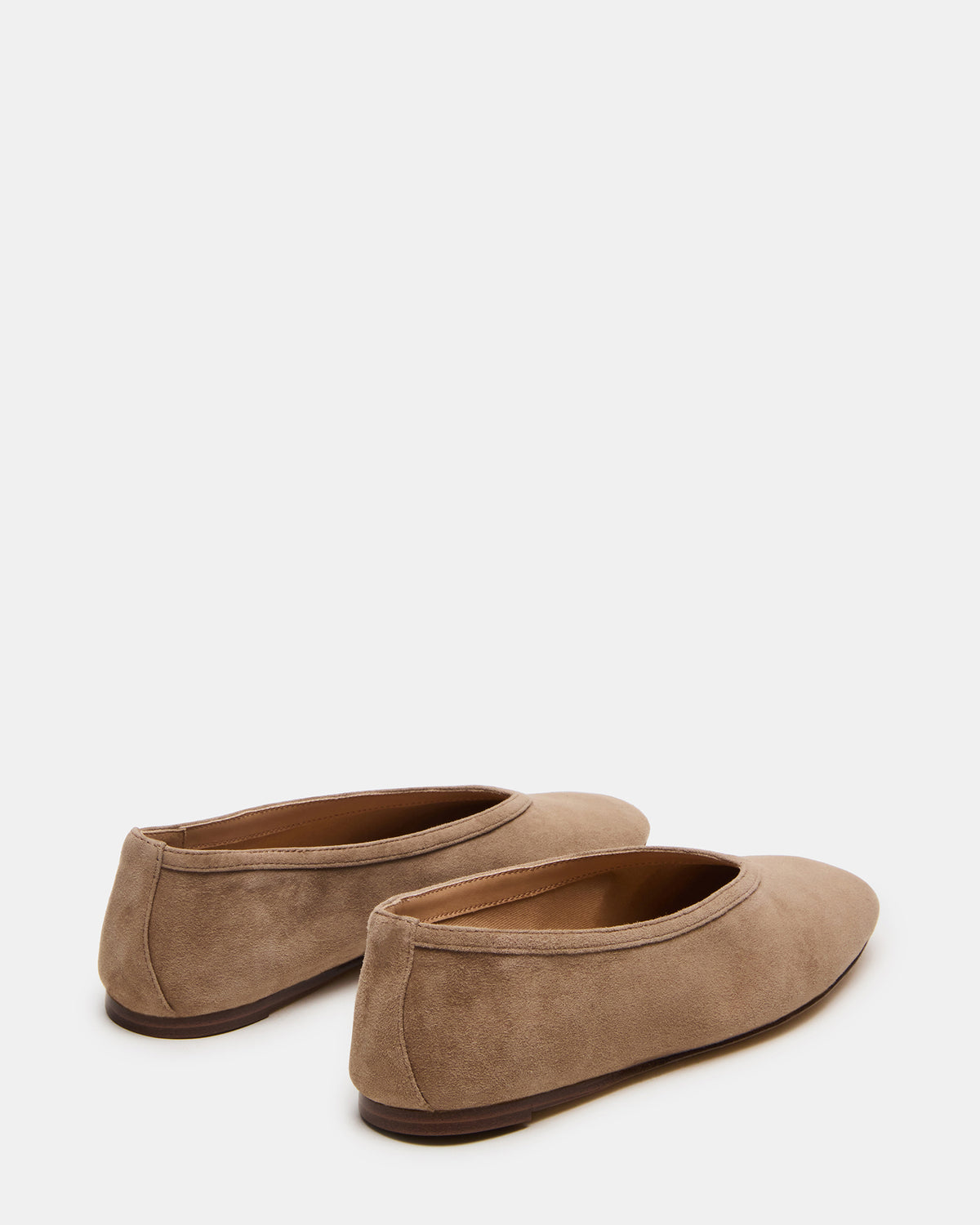 LENI Taupe Suede Square-Toe Ballet Women's Flat