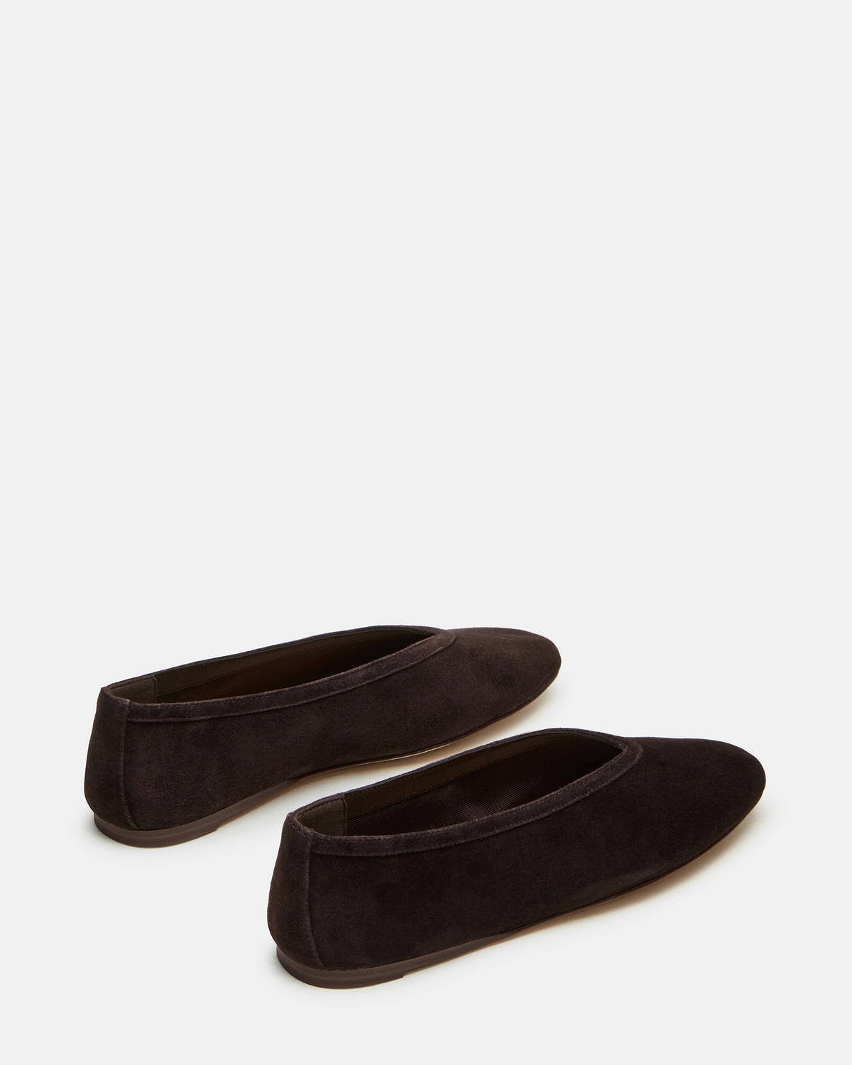 LENI Brown Suede Square-Toe Ballet Women's Flat