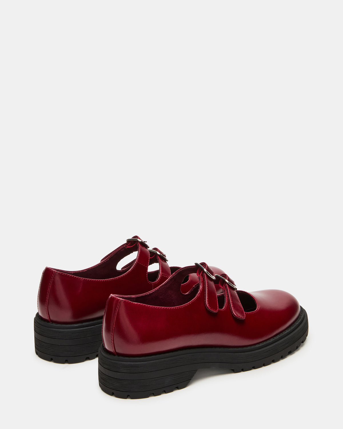 ALBA Burgundy Leather Platform Lug Mary Jane Women's Loafer
