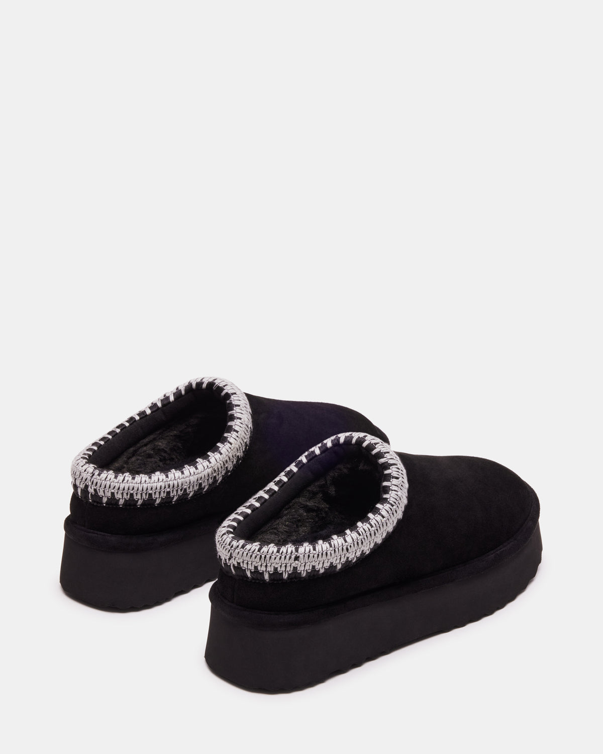 SELENA Black Suede Women's Natural Slip-On Mule Flat