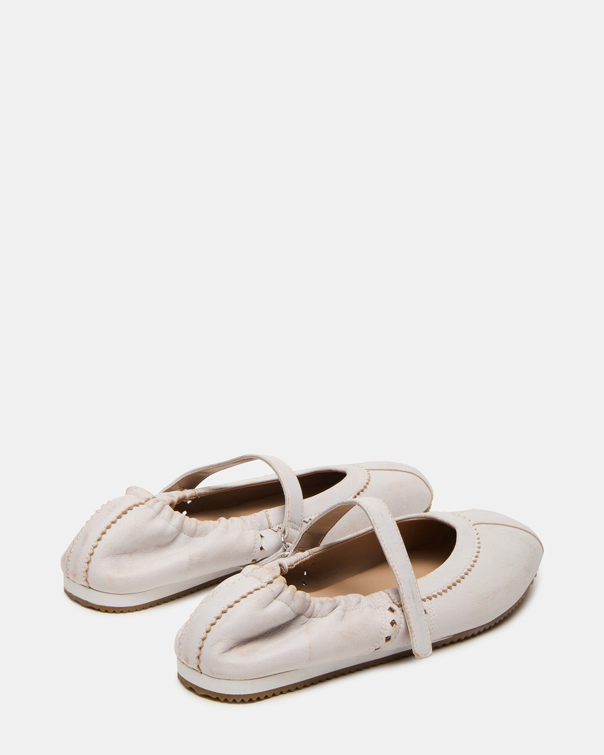 ANAYA White Distressed Mary Jane Ballet Women's Flat