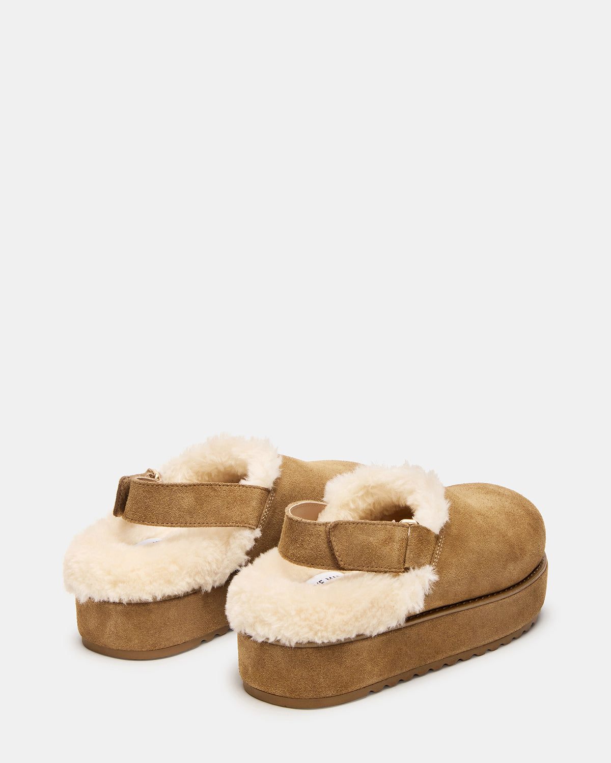 MELLOW Faux Fur Cognac Suede Women's Slingback Platform Clog