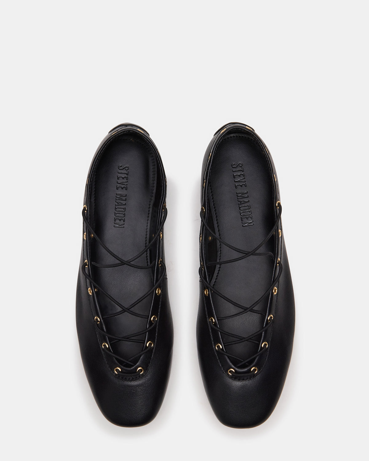 POINTE Black Leather Women's Ballet Square-Toe Flat