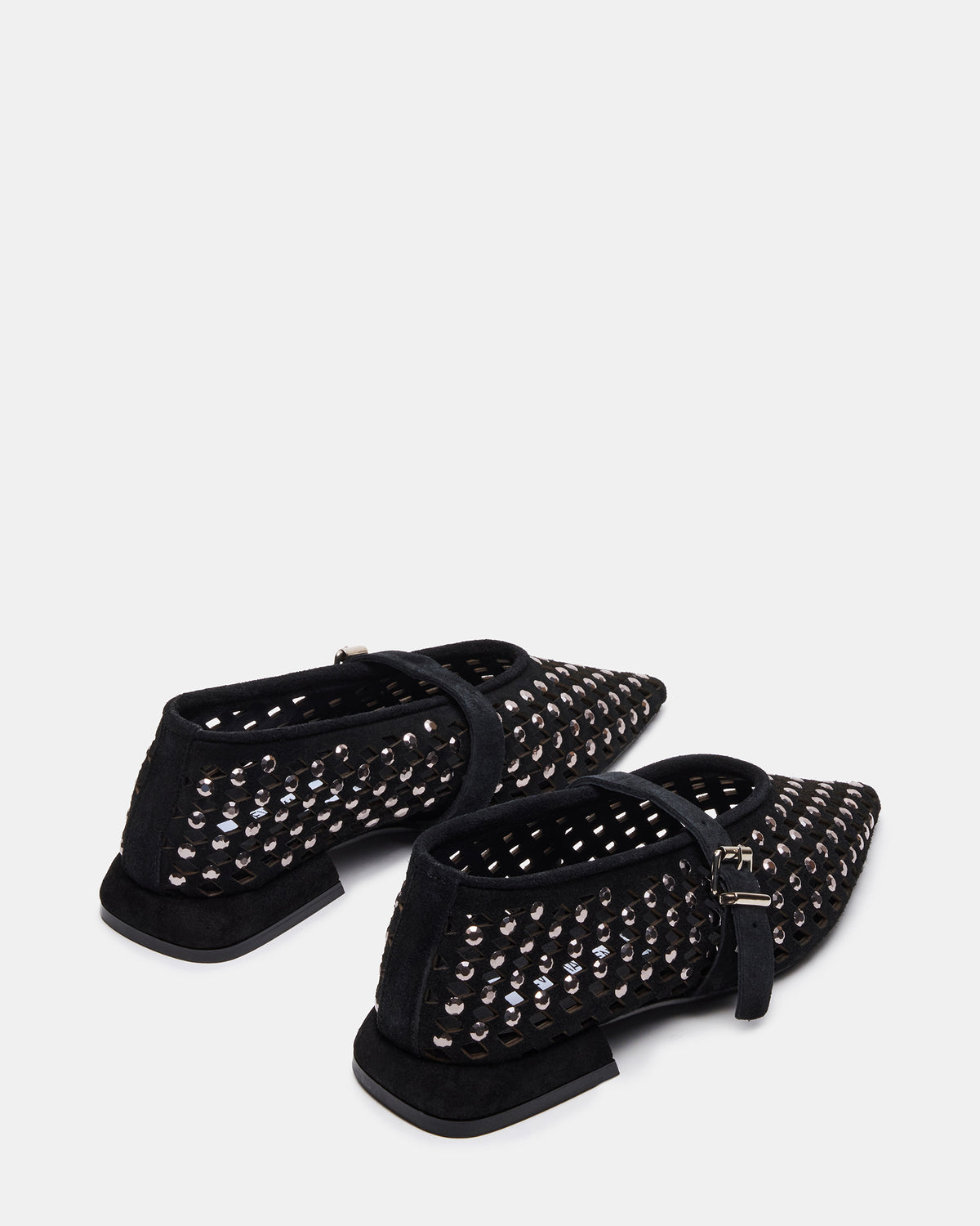 NICO Black Suede Women's Pointed-Toe Mary Jane Flat