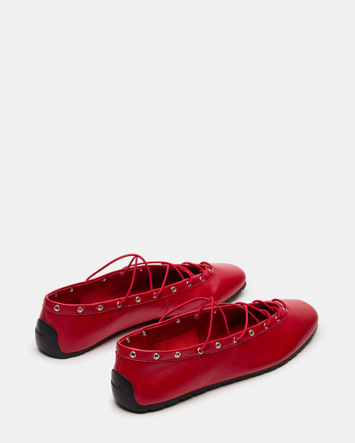 POINTE Red Leather Women's Ballet Square-Toe Flat