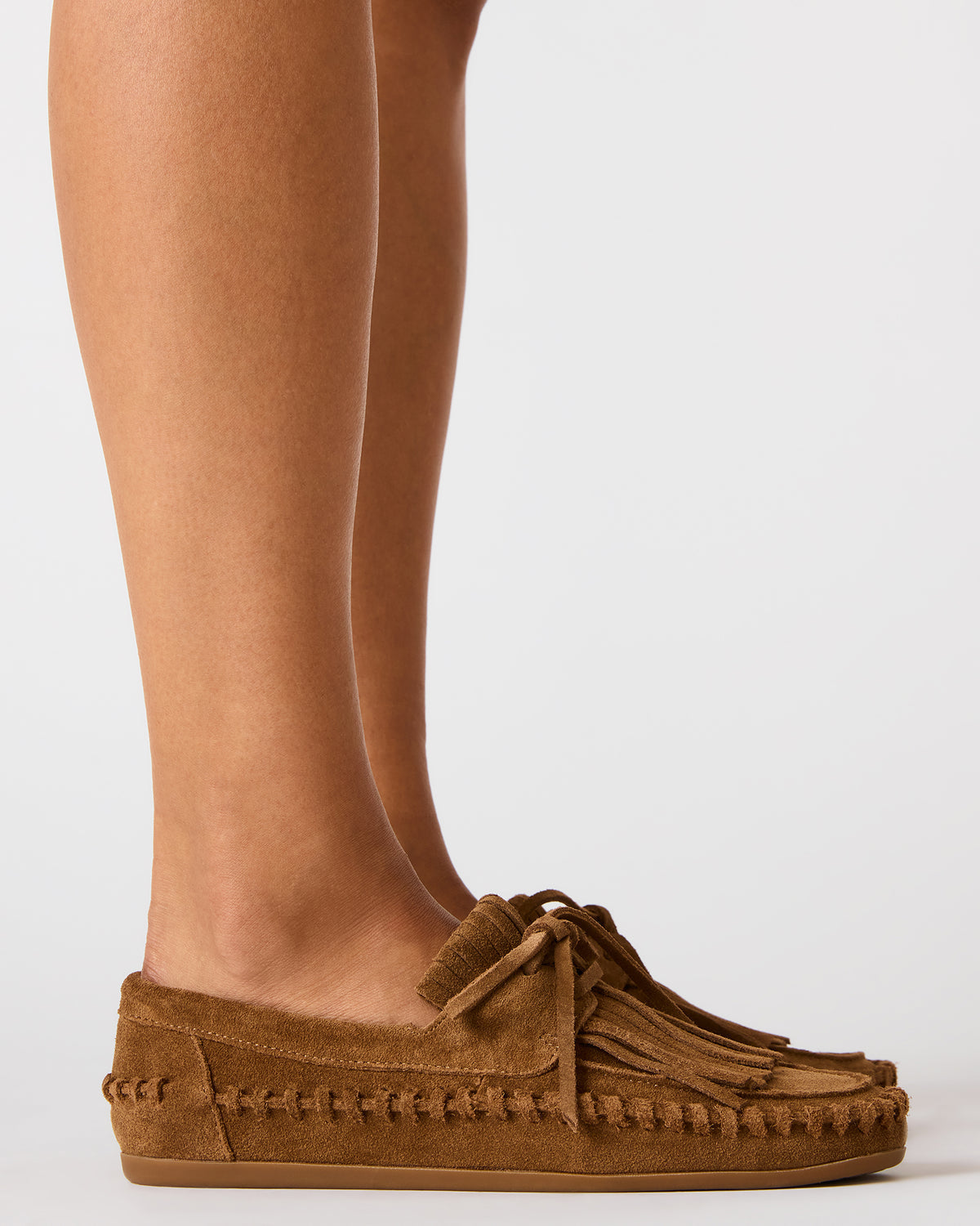 SAMUAL White Leather Fringe Boat Women's Loafer