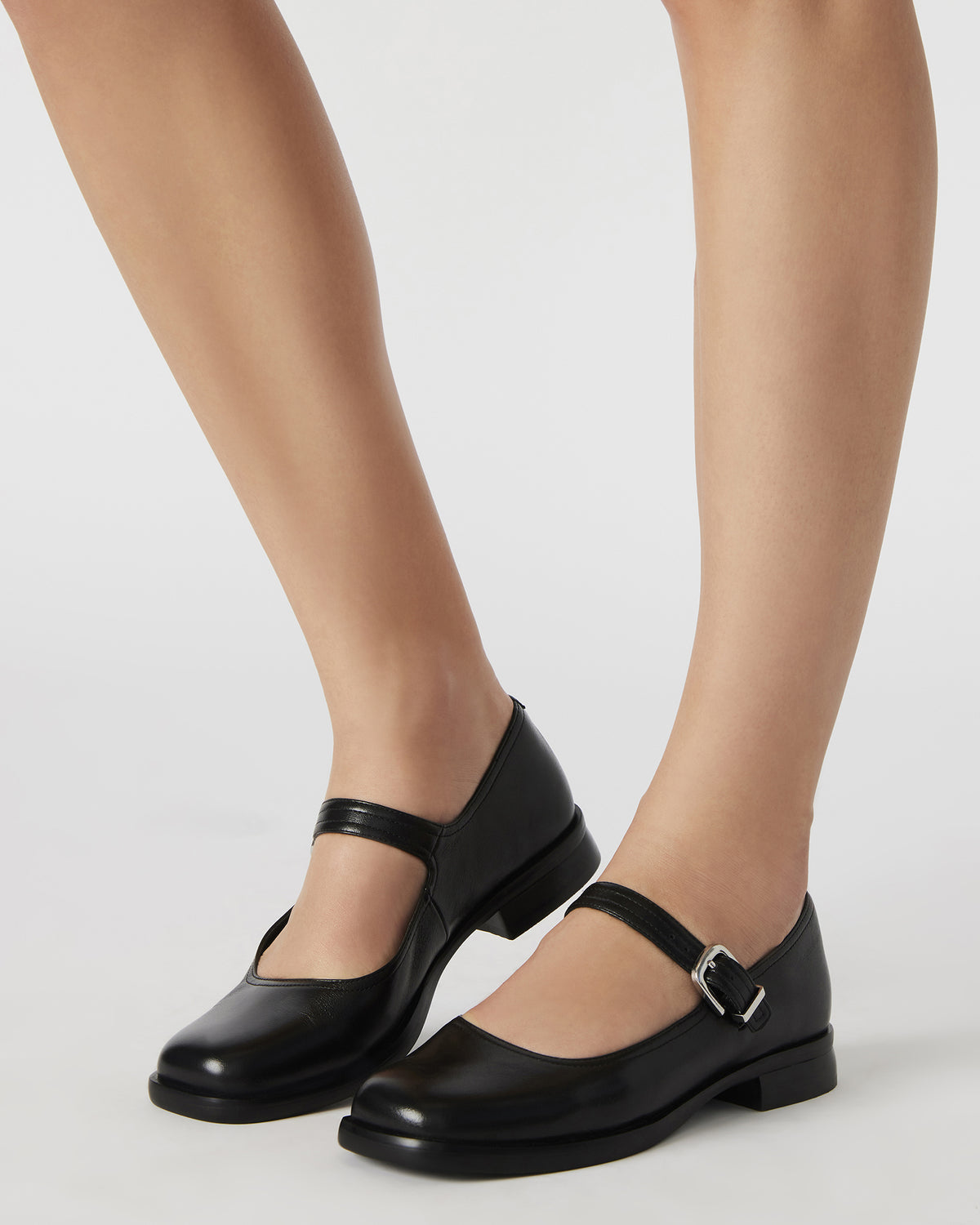 DELANCY Taupe Leather Women's Mary Jane Flats