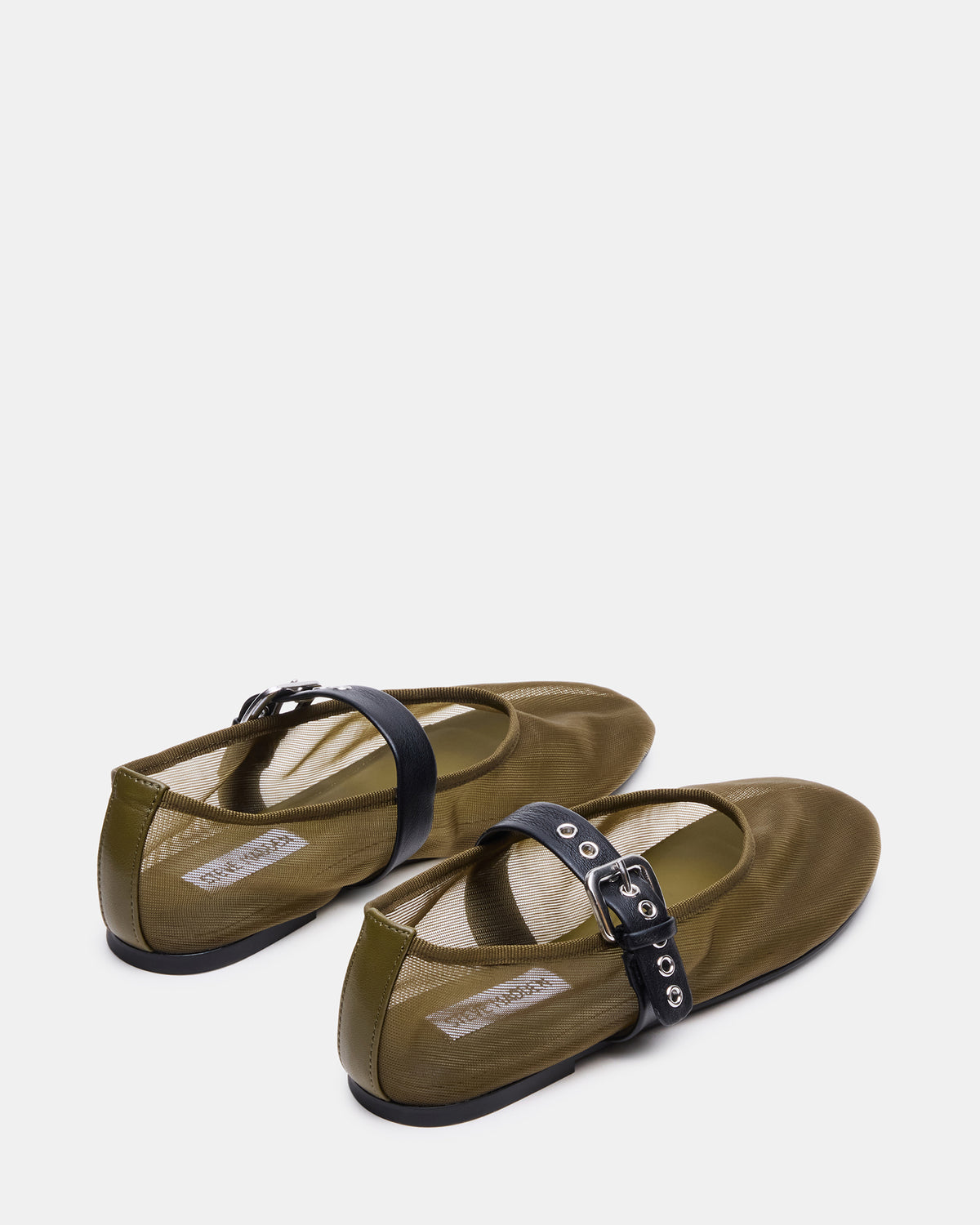 MITSY Olive/Black Mary Jane Mesh Ballet Women's Flat