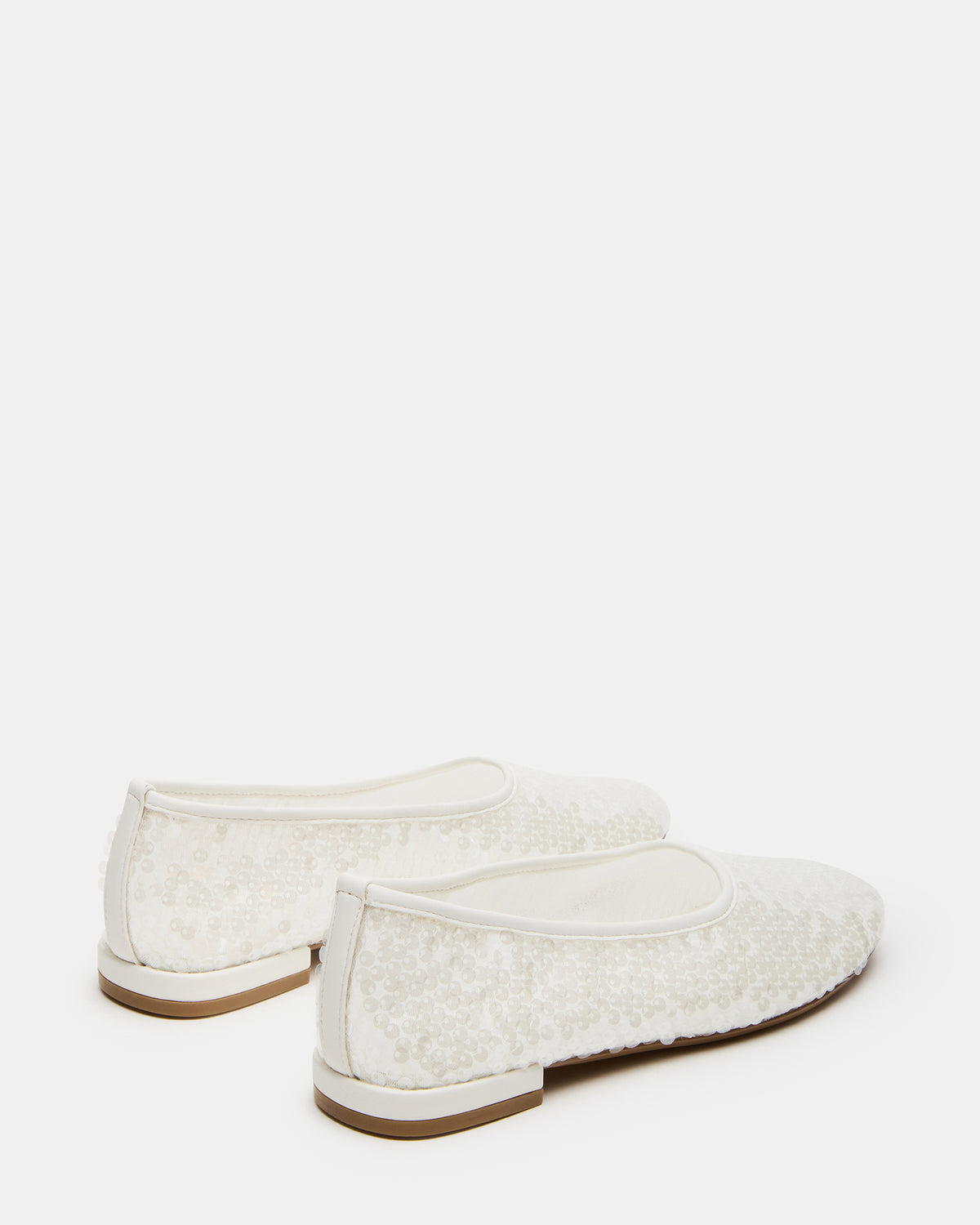GARCELLE White Sequin Women's Ballet Flats
