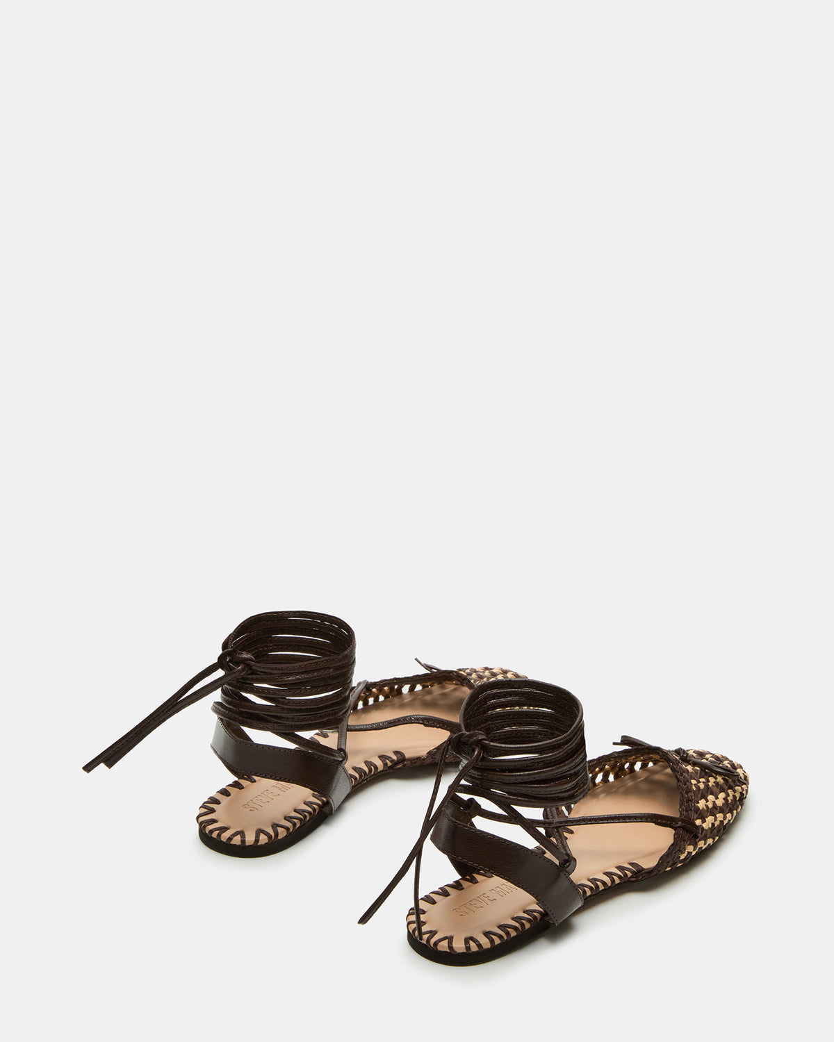 GOSSAMER Brown Leather Women's Woven Lace-Up Ballet Flat