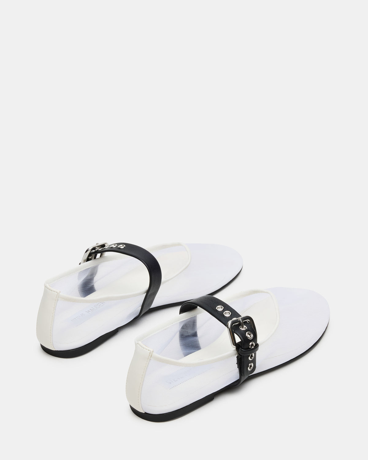 MITSY White/Black Mary Jane Mesh Ballet Women's Flat