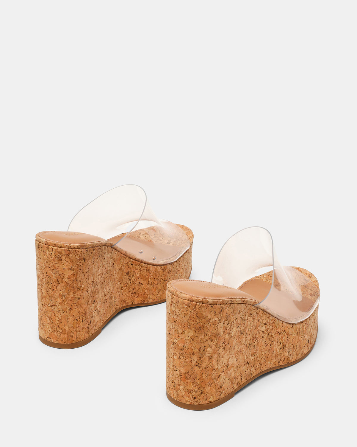 CASSI Cork Clear Platform Raffia Wedge Women's Sandal