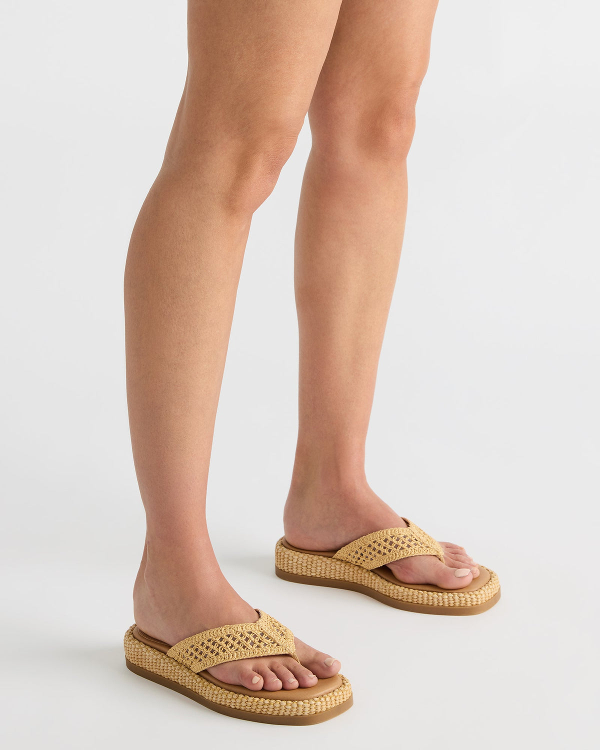 BELLA Red Suede Thong Square-Toe Platform Women's Sandal