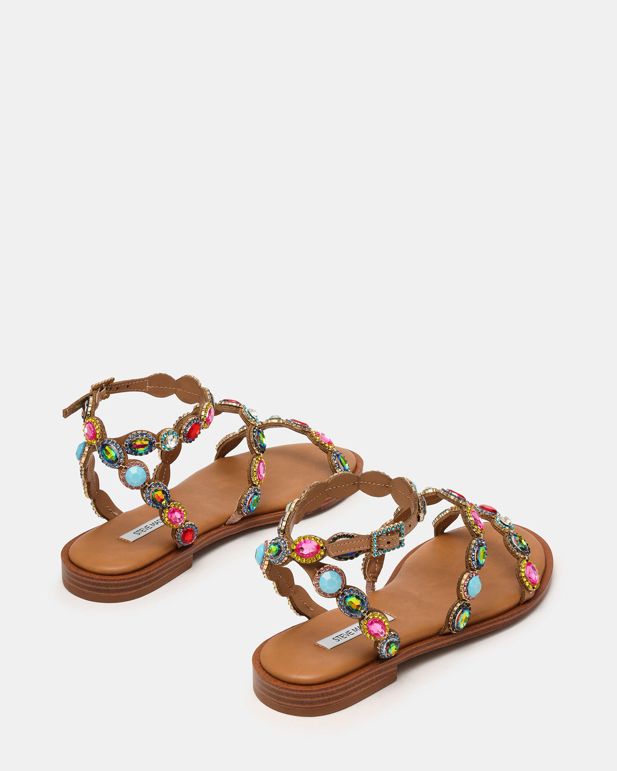 TAWNIE Bright Multi Stone Strappy Ankle Strap Women's Sandal