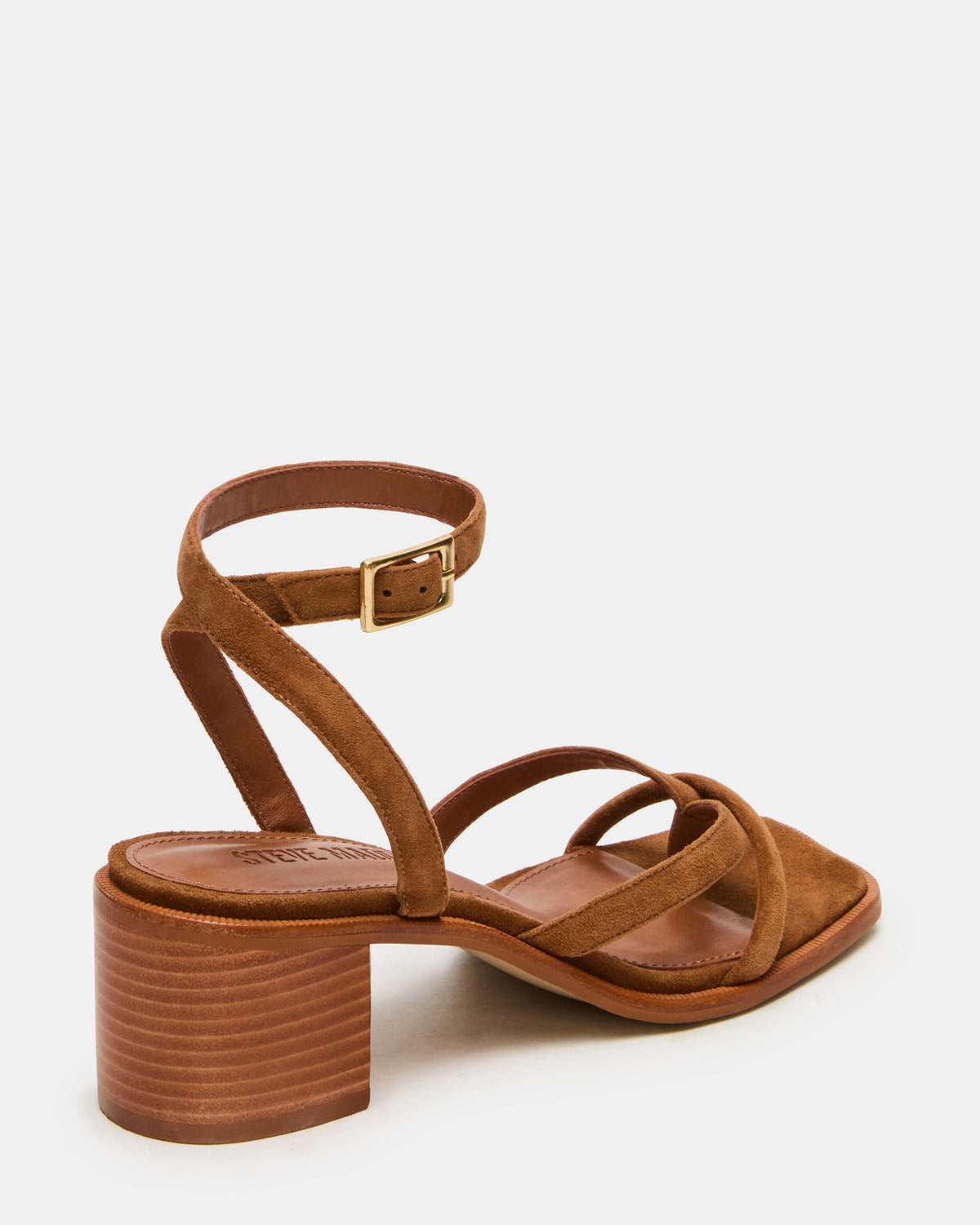 TILLY Chestnut Suede Square-Toe Block Heel Strappy Women's Sandal