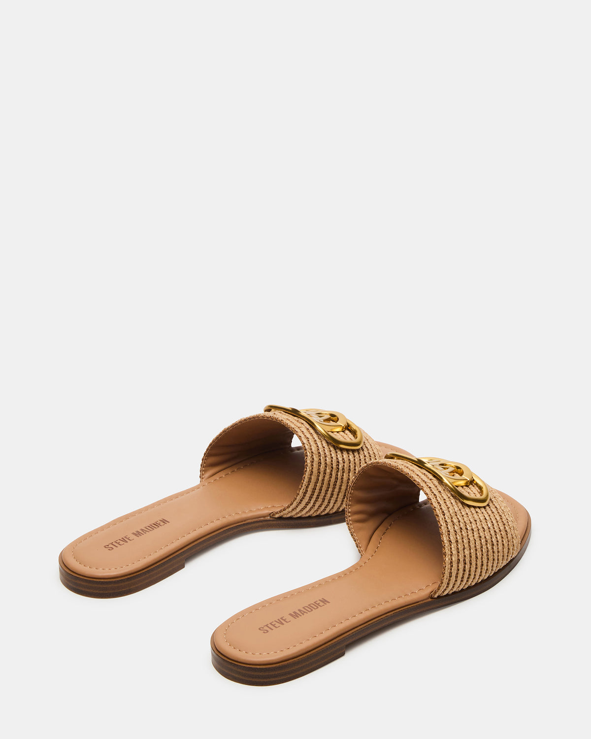 KORA Natural Raffia Gold Detail Slide Women's Sandal