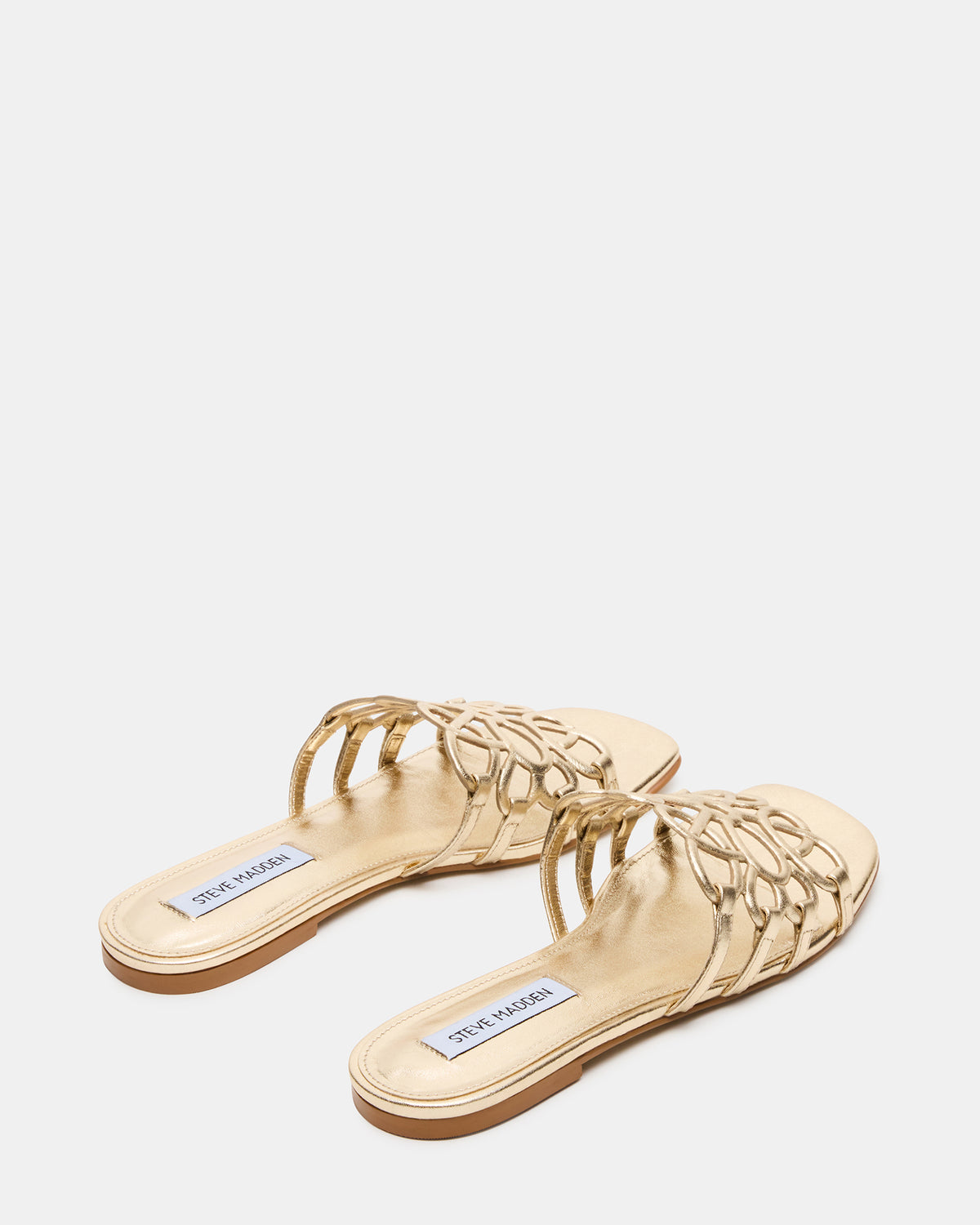 LOTUS Gold Leather Square-Toe Slide Women's Sandal
