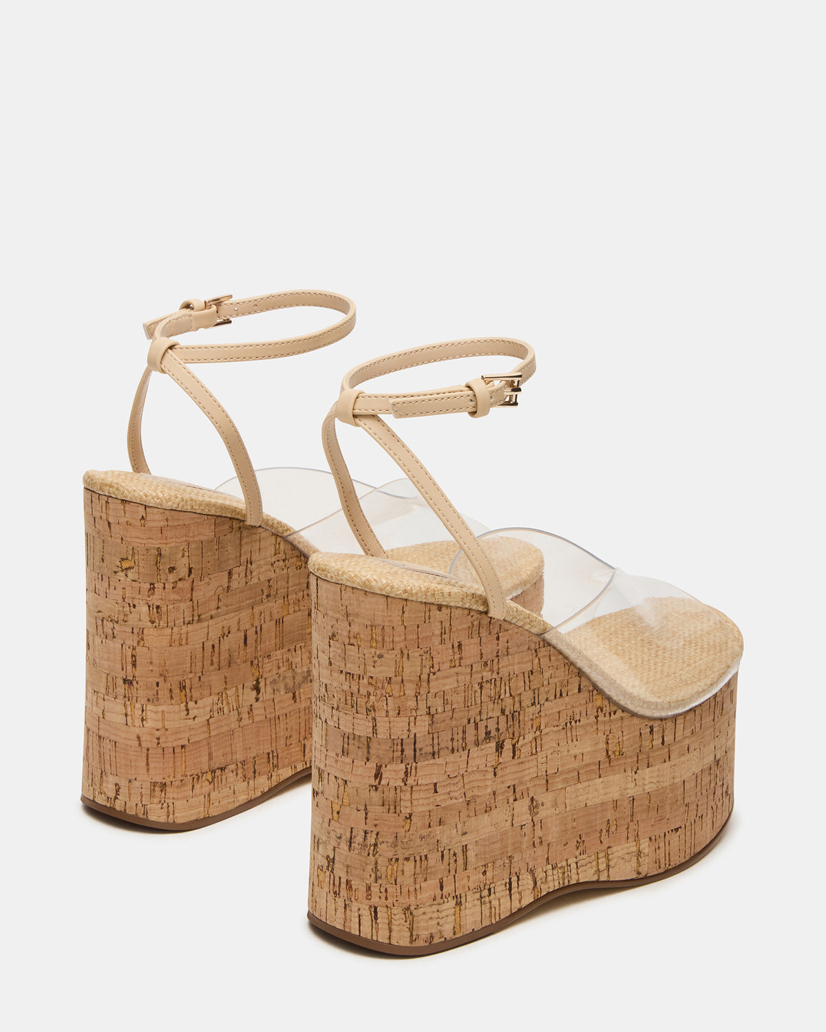 SINAI Clear Square-Toe Platform Wedge Strappy Women's Sandal