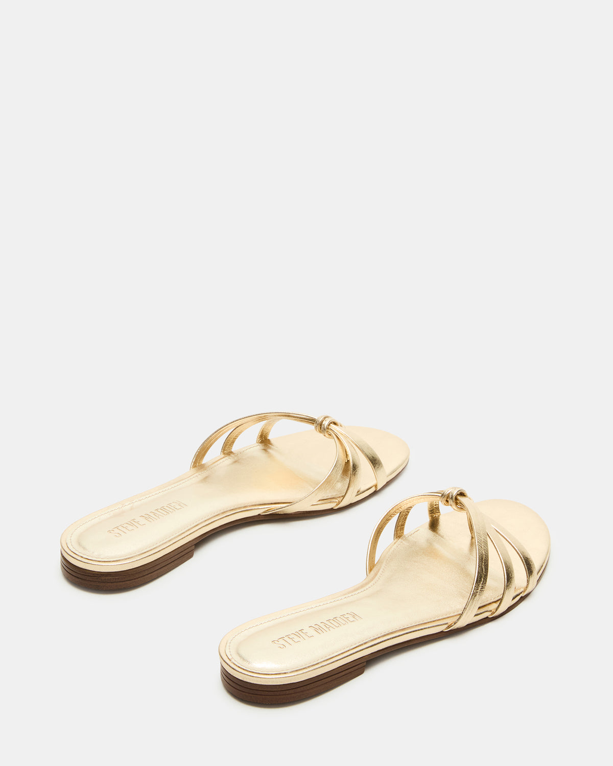 CALISSI Champagne Leather Strappy Women's Slide Sandal