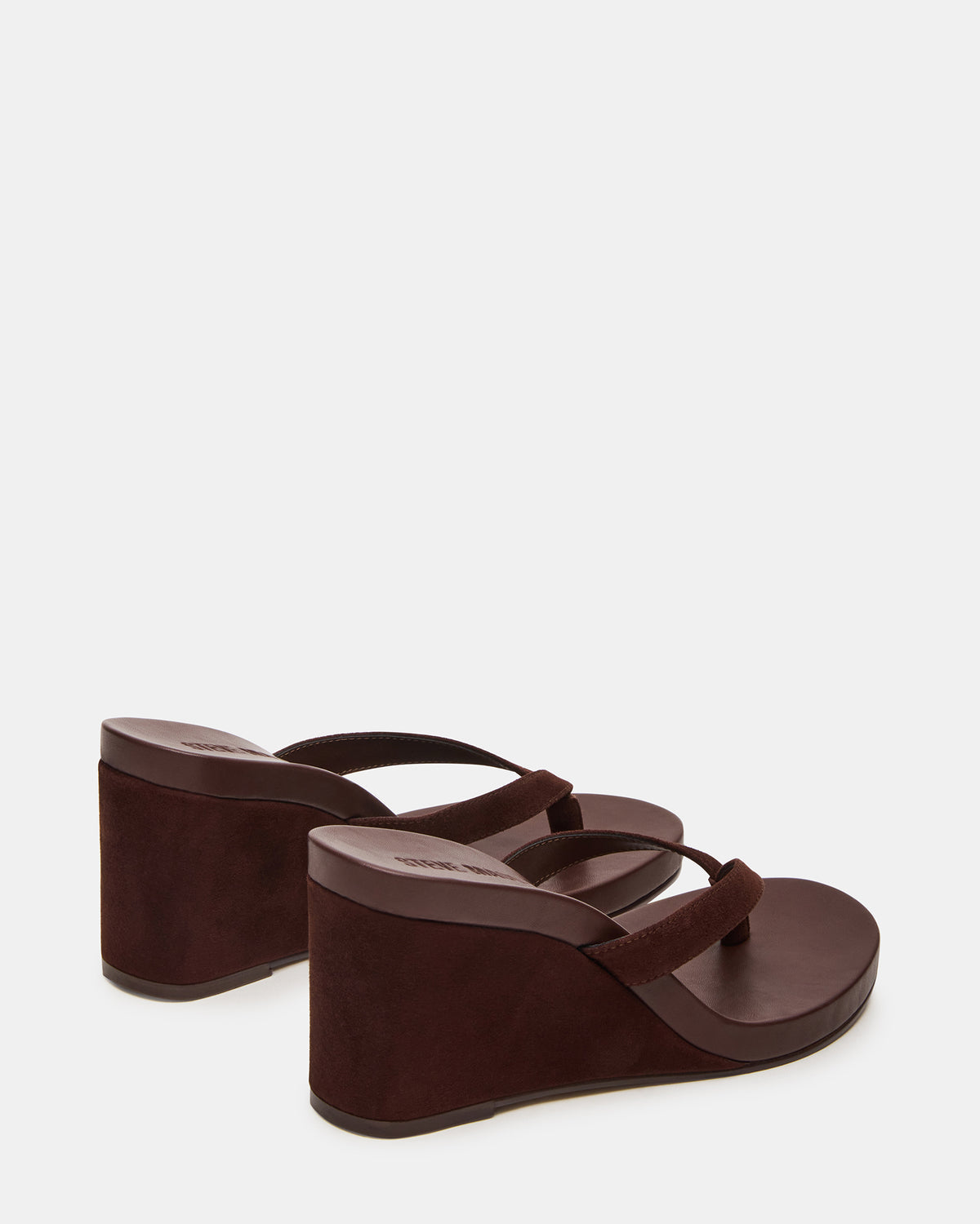 PLAYING Brown Suede Thong Wedge Women's Sandal