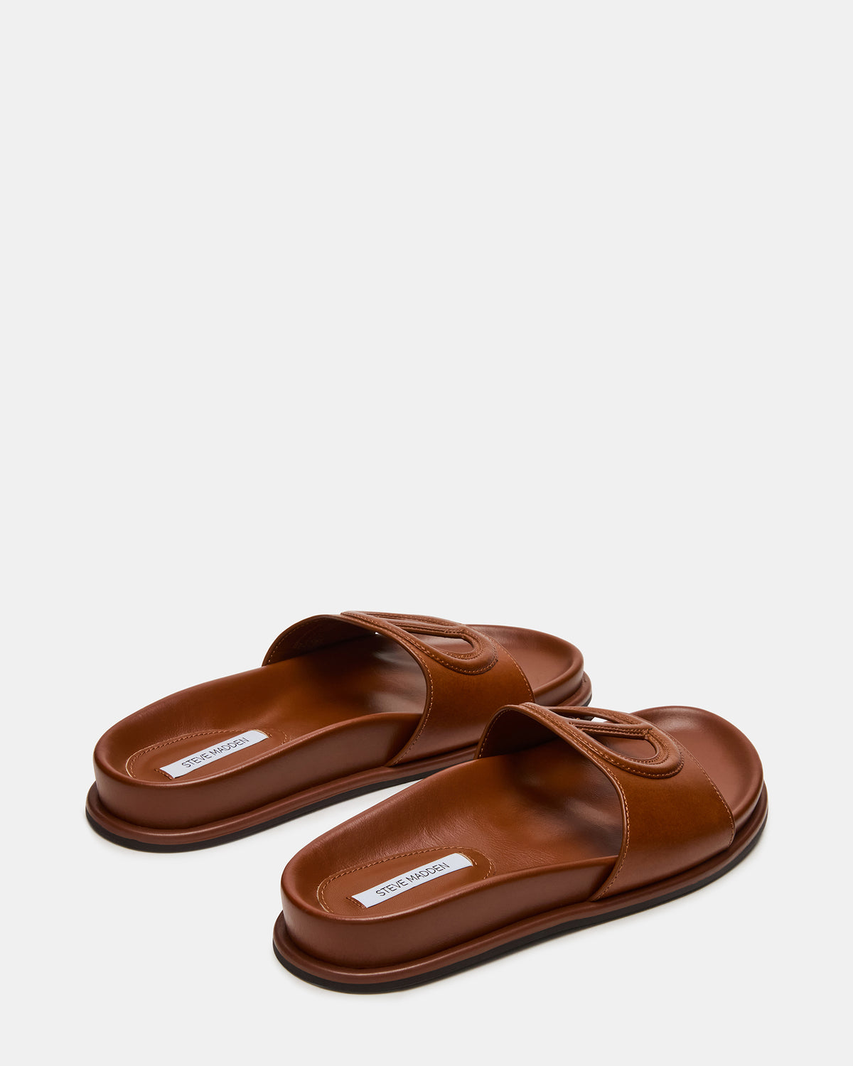 ZOSIA Cognac Leather Cut-Out Slide Footbed Women's Sandal