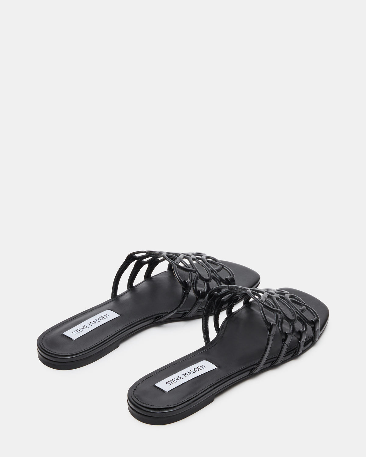 LOTUS Black Leather Square-Toe Slide Women's Sandal