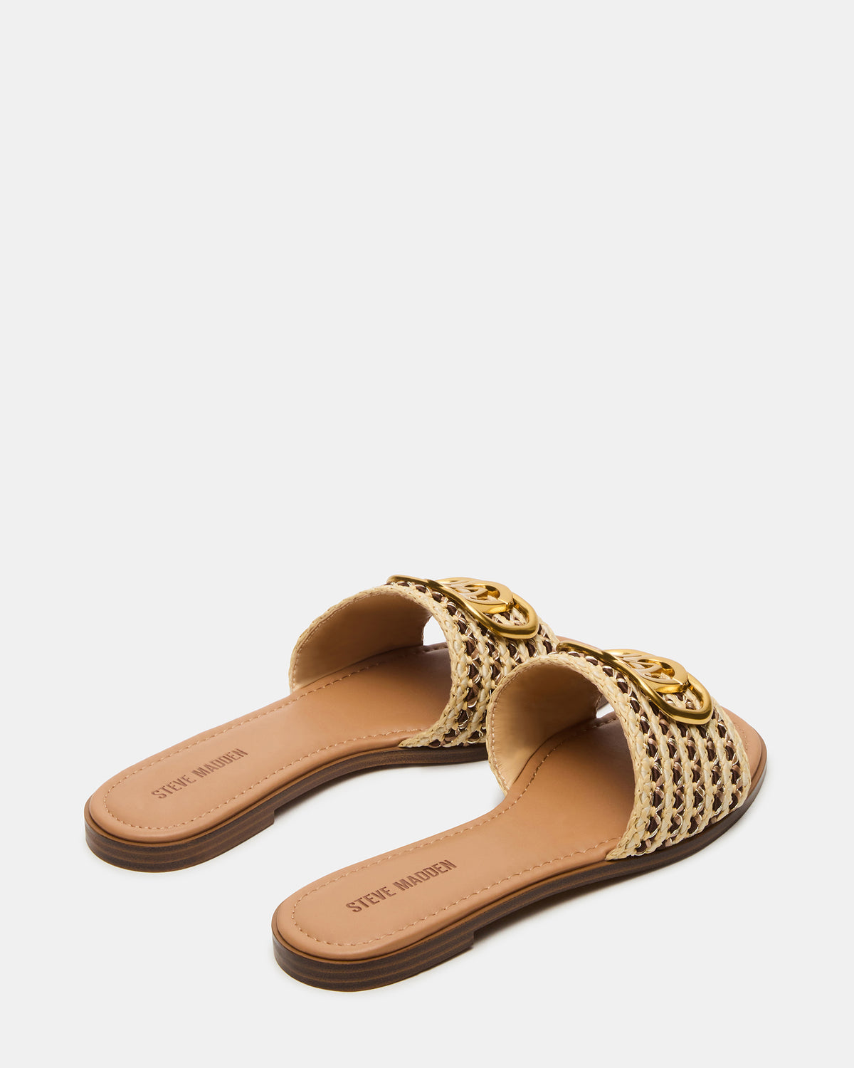KORA Brown Raffia Gold Detail Slide Women's Sandal