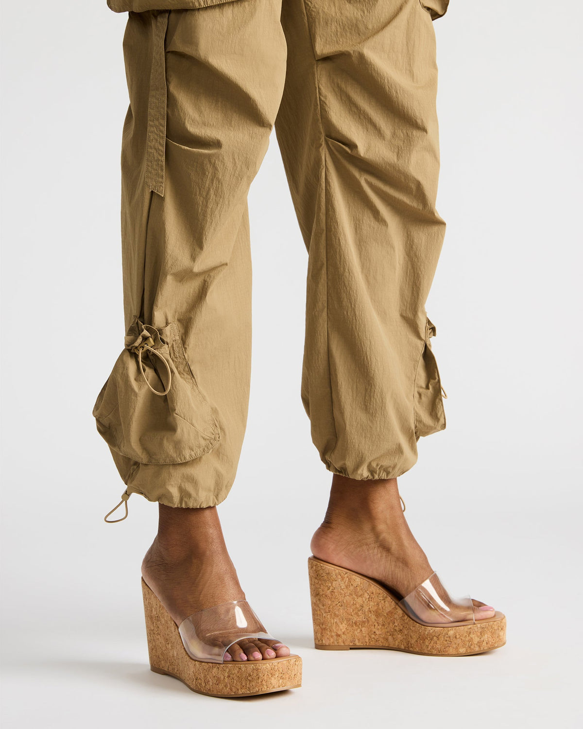 CAYMAN Natural Mini Studs Platform Square-Toe Wedge Women's Sandal