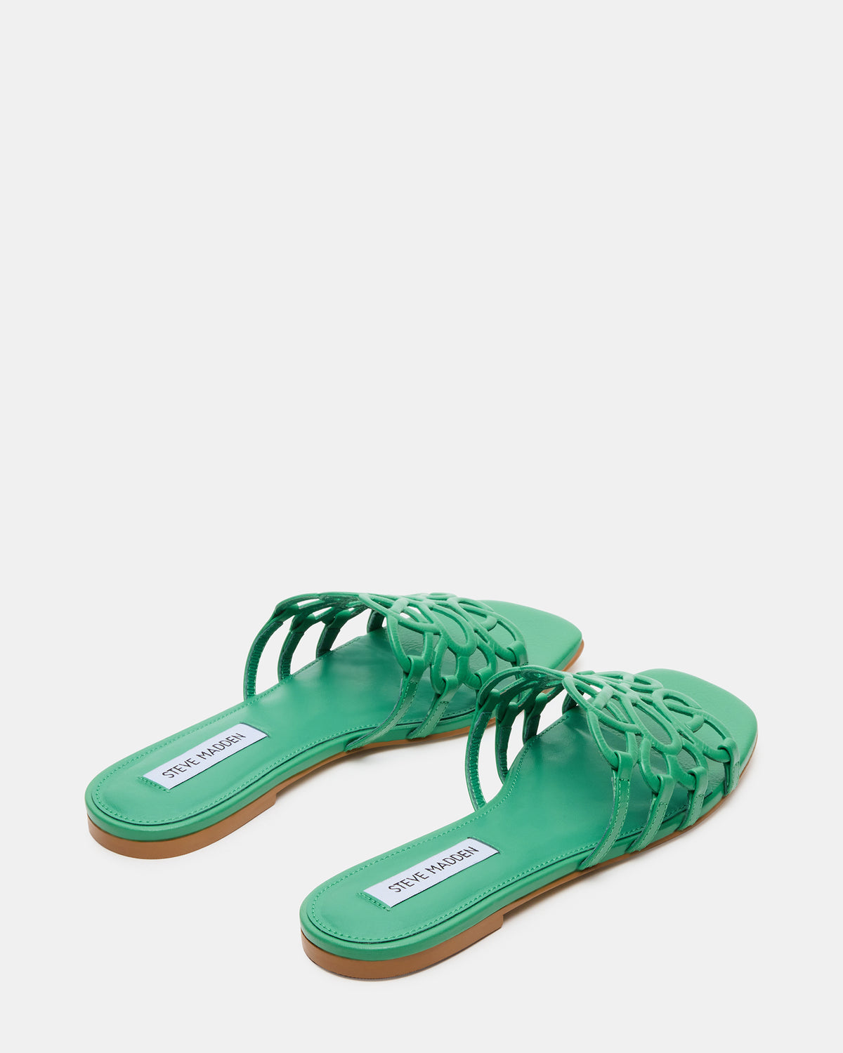 LOTUS Green Leather Square-Toe Slide Women's Sandal