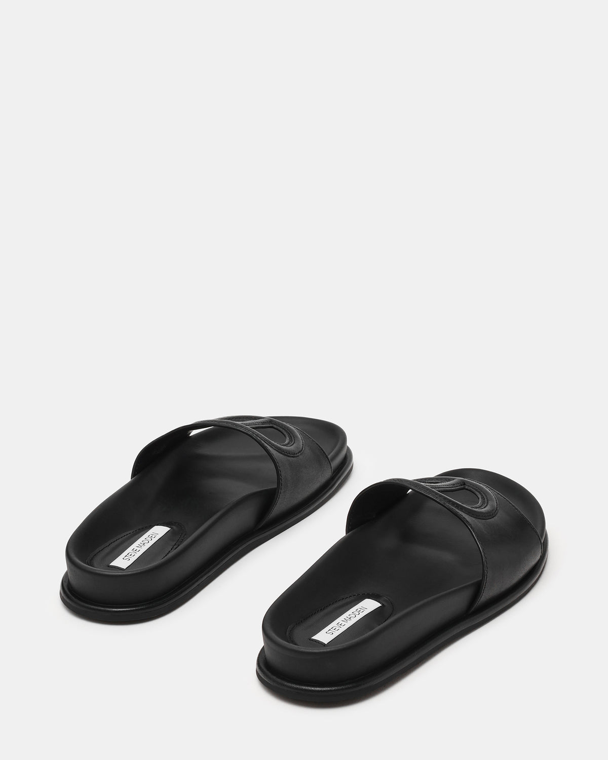 ZOSIA Black Leather Cut-Out Slide Footbed Women's Sandal