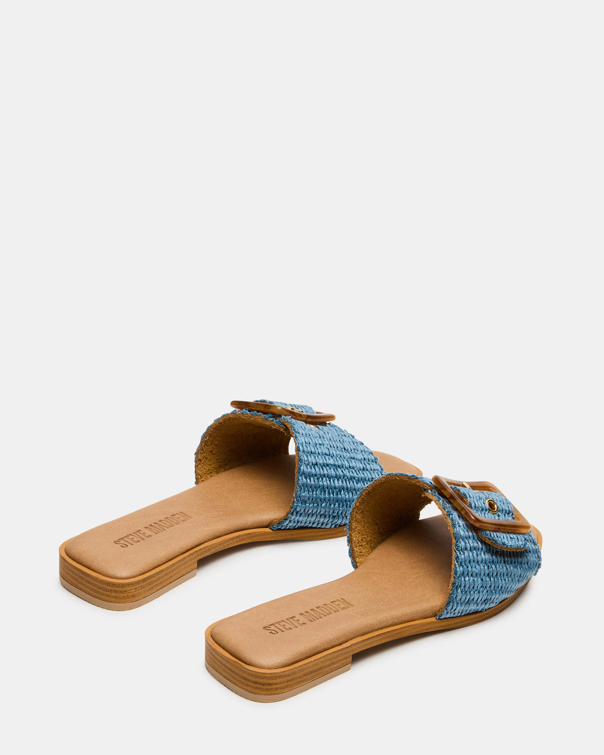 HAPP Blue Square-Toe Raffia Slide Women's Sandal
