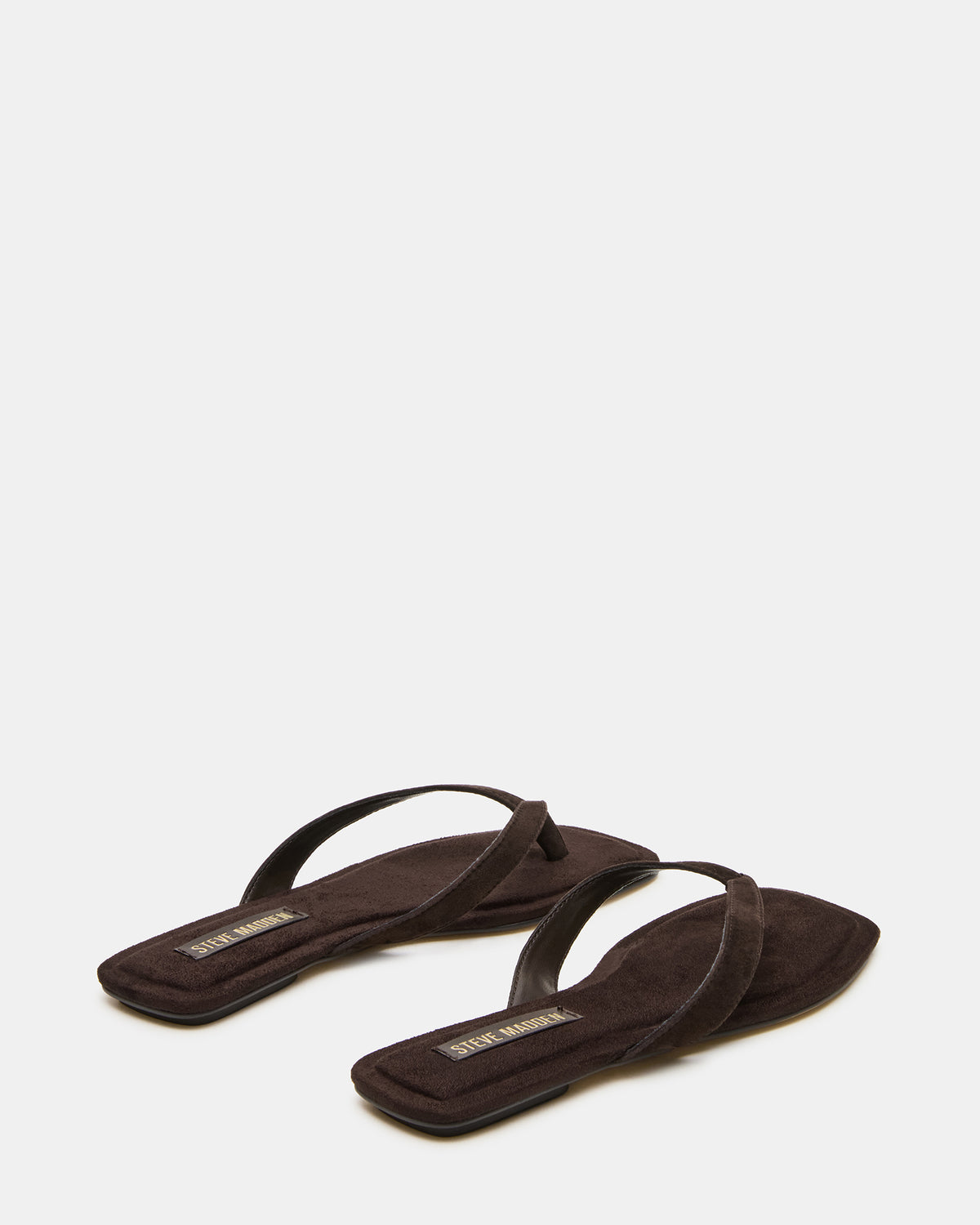 TRELLA Brown Suede Square-Toe Thong Women's Sandal