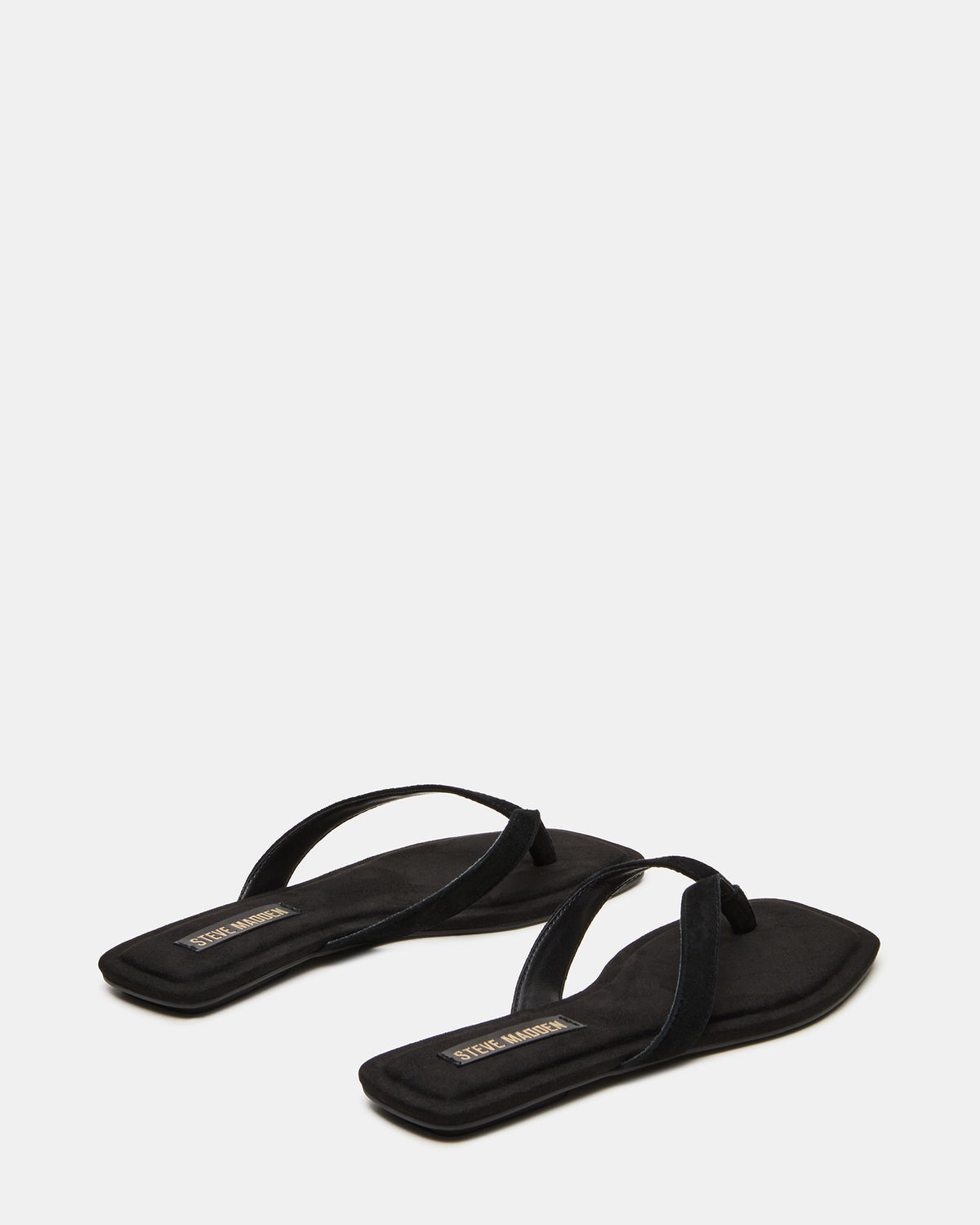 TRELLA Black Suede Square-Toe Thong Women's Sandal