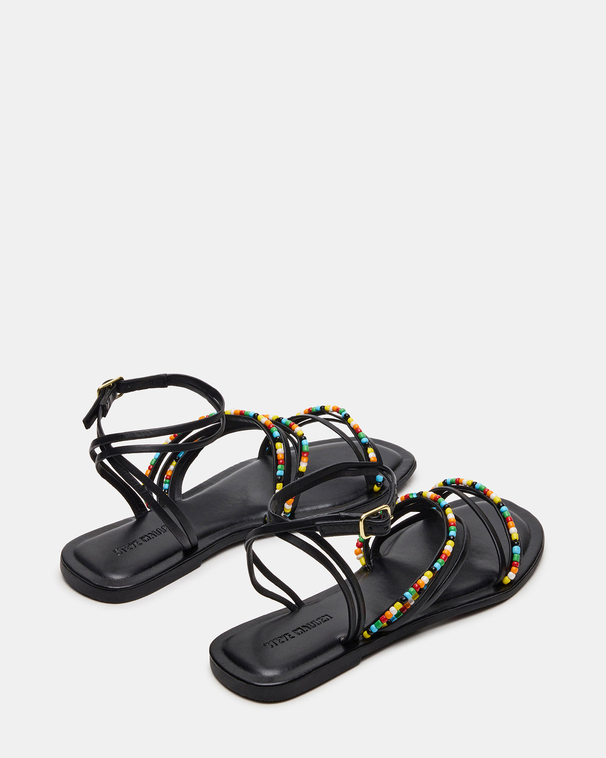 VIMA Black Multi Strappy Multi-Colored Women's Sandal