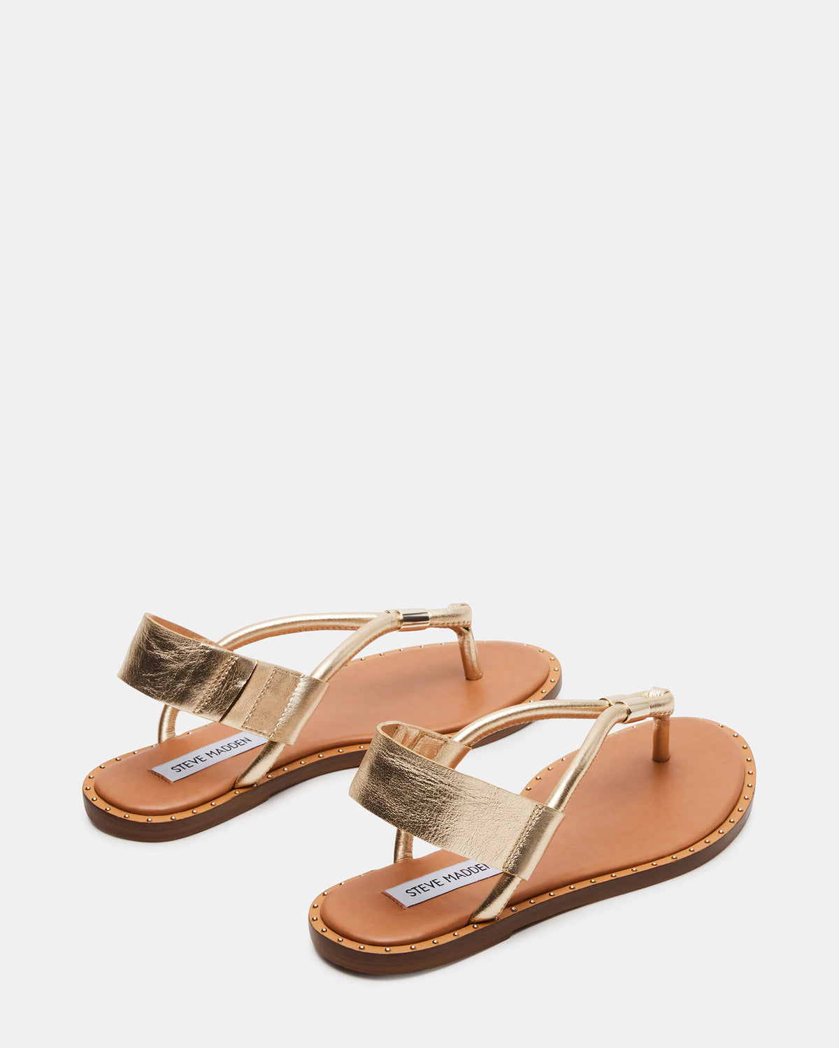 MEDUZA Gold Leather Women's Studded Thong Sandal