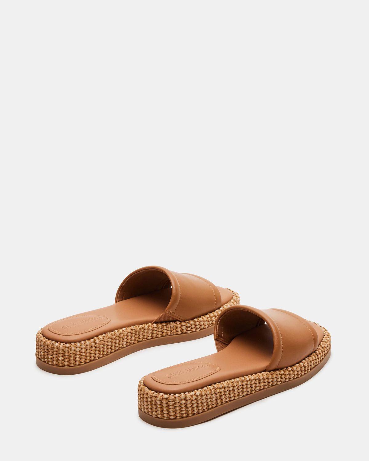 BOARDWALK Tan Leather Women's Raffia Slides