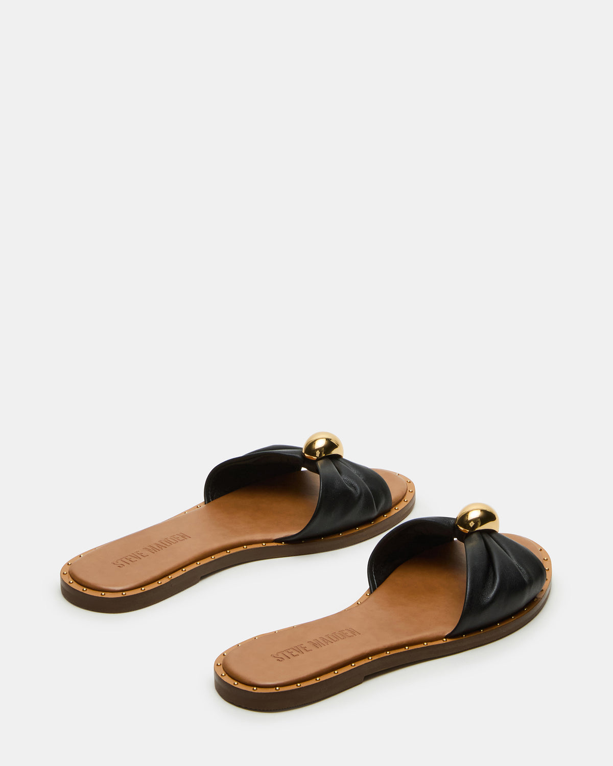 DIPSY Black Leather Slide Rounded Toe Women's Sandal
