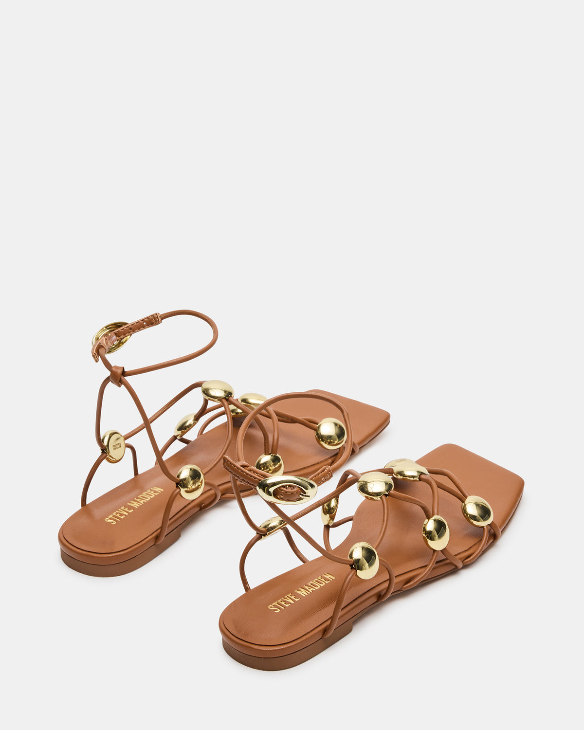 TIDES Cognac Strappy Square-Toe Women's Sandal