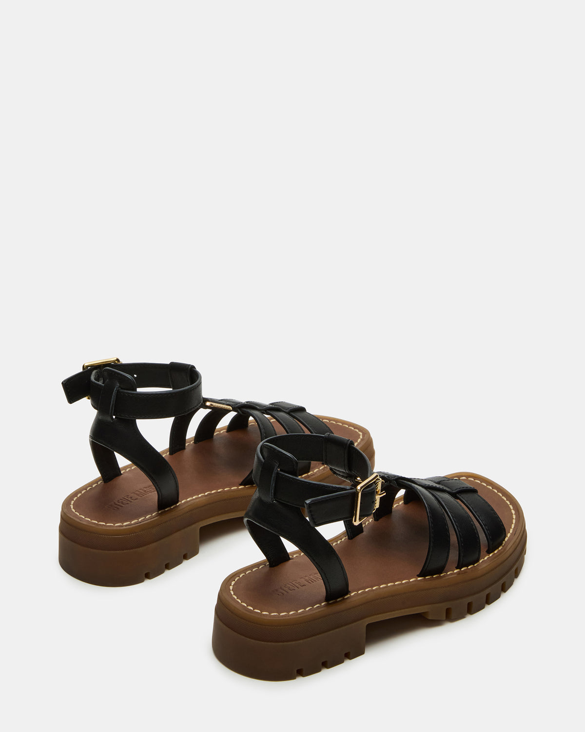 JARELLI Black Leather Strappy Platform Women's Sandal
