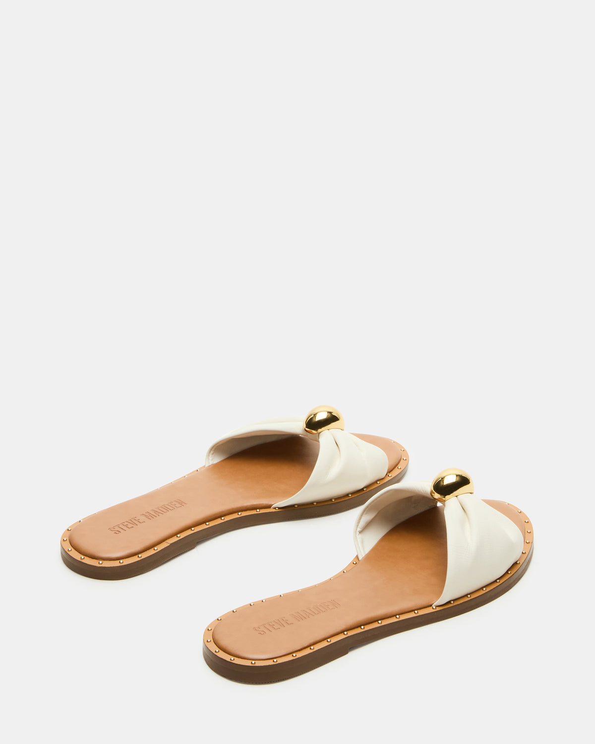 DIPSY White Leather Slide Rounded Toe Women's Sandal