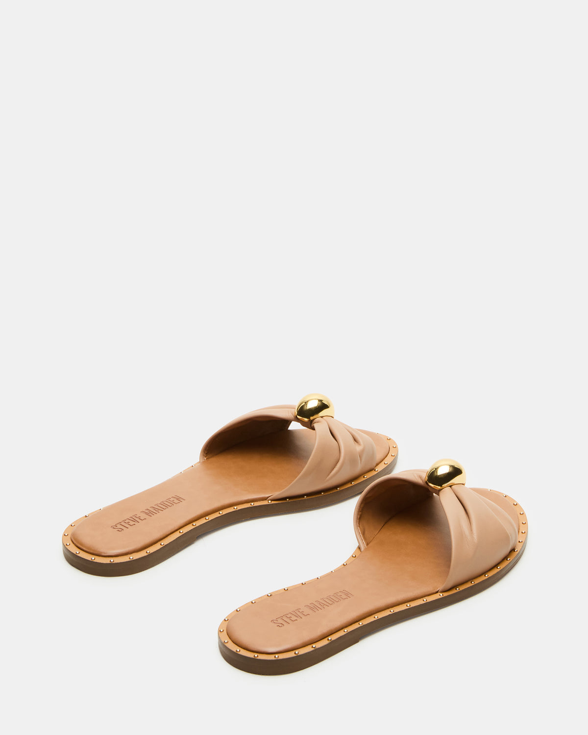 DIPSY Tan Leather Slide Rounded Toe Women's Sandal
