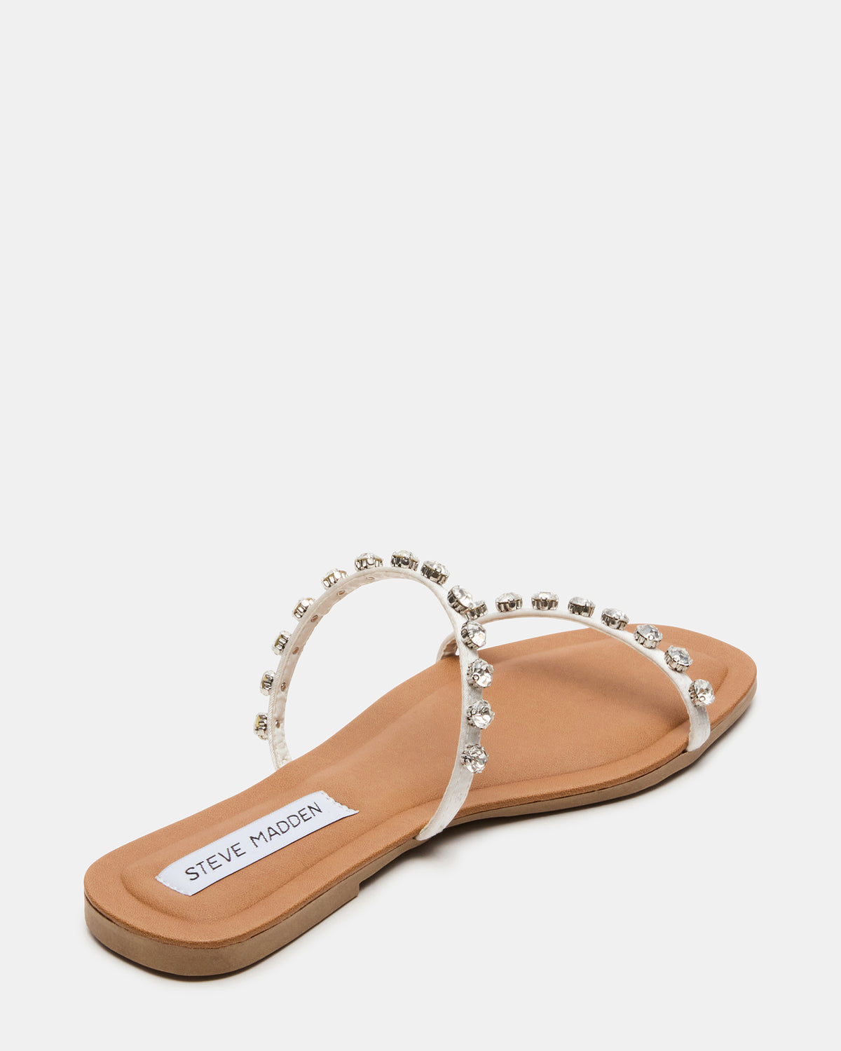 RETREAT Rhinestones Women's Strappy Square-Toe Slide Sandal