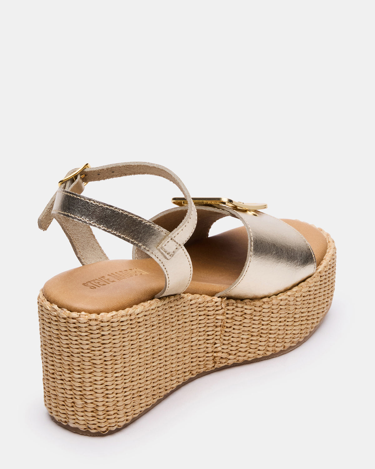 CIDER Gold Leather Platform Wedge Women's Sandal